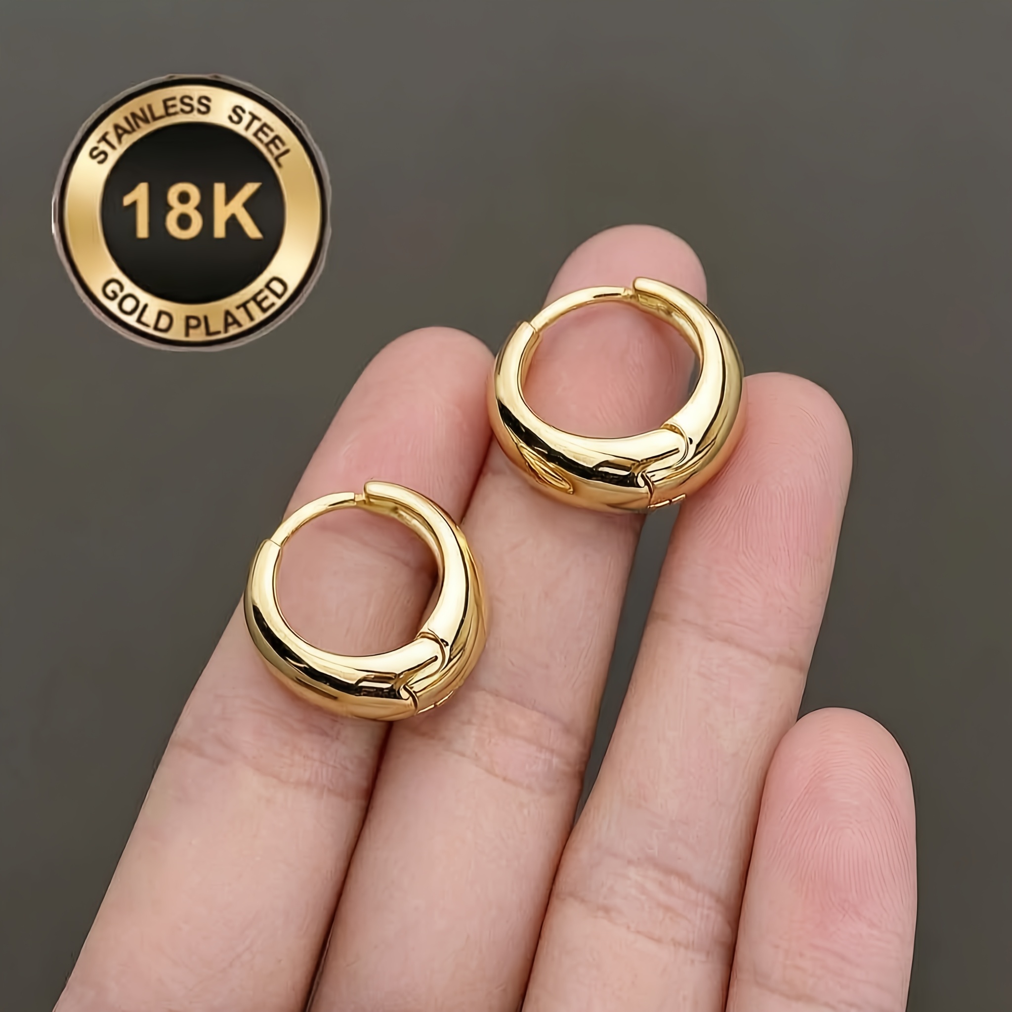 2pcs Unisex 18K Gold-Plated Earrings Set for Daily Wear